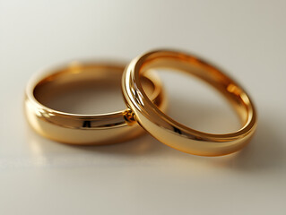 Elegant Gold Wedding Rings With a Diamond, Symbolizing Love and Commitment During a Wedding Ceremony Held in a Serene Location