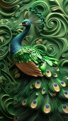 Fototapeta premium Saint Patrick Day peacock 3d background