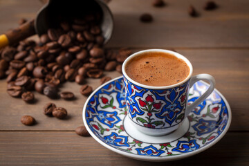 Traditional delicious Turkish coffee or Greek coffee