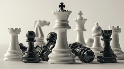 The concept of saving the king and preserving the strategy is illustrated by the setup of a Black and White King and Knight on a chessboard, positioned against a dark background, which serves as a