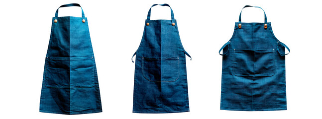 Set of blue apron isolated on transparent background
