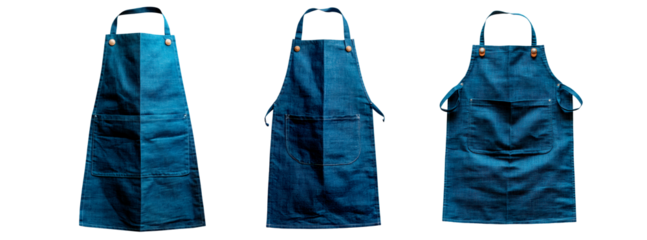 Set of blue apron isolated on transparent background