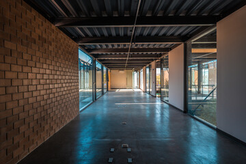 modern office interior industrial design, style flat.