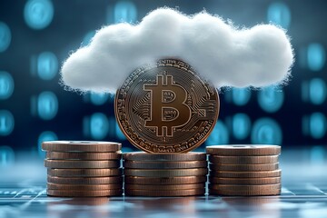 Bitcoin Cryptocurrency Cloud Mining Concept