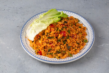 Traditional delicious Turkish foods: bulgur salad - kisir