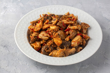 Sauteed chicken dish with mushrooms