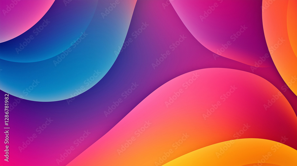 Poster Colorful abstract background with flowing gradient shapes