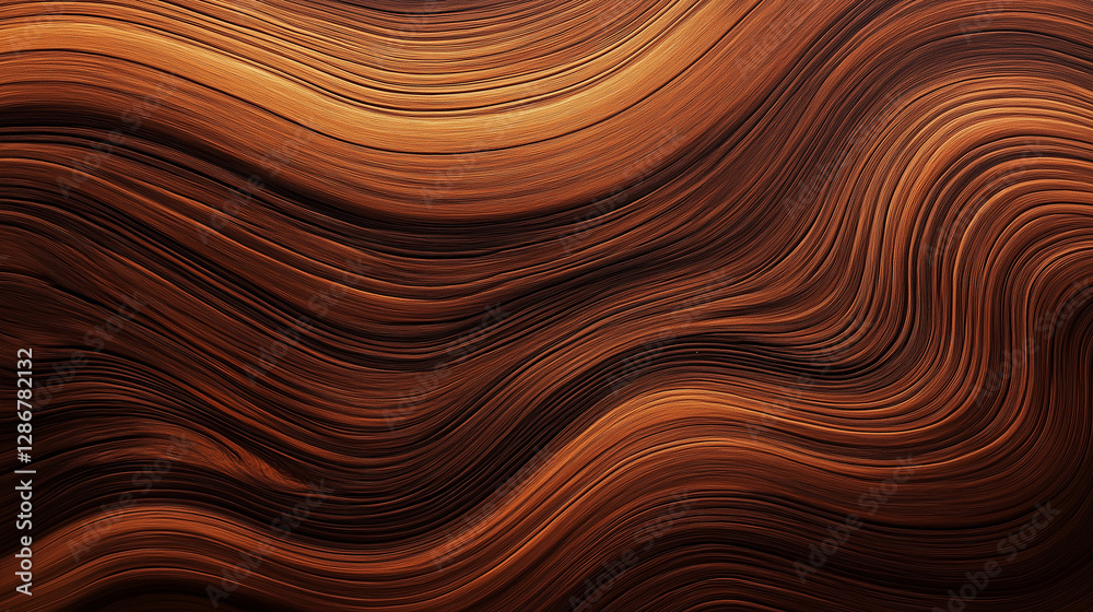 Poster Brown wavy lines creating an abstract striped background