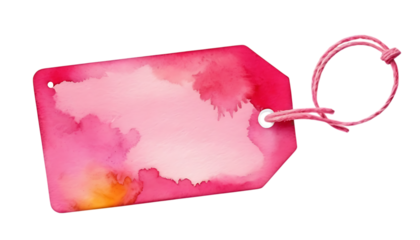 Bright pink tag Watercolor png