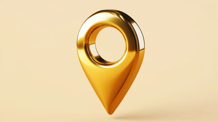 Golden location pin icon representing global positioning and navigation