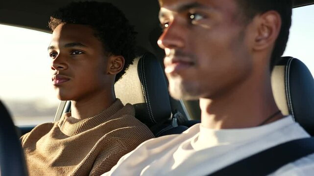 A student driver taking their road test with an examiner