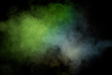 Fototapeta premium Blue and yellow steam on a black background.