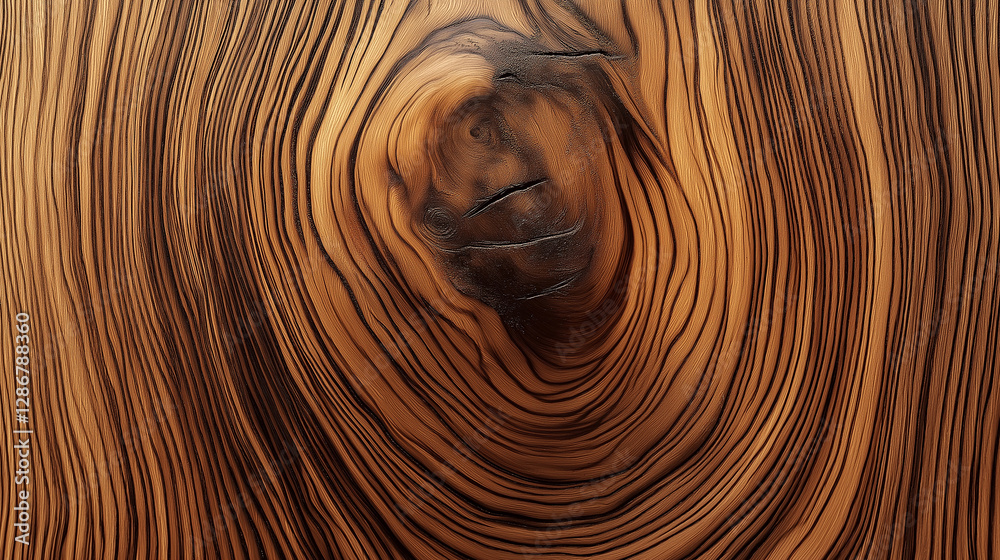 Poster close up of knot and grain creating concentric circles in polished wood