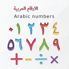 Arabic numbers colorful from 1 to 10 vector illustration new Arabic numerals set