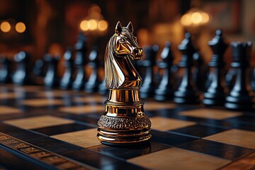 A business strategy idea is conveyed through the board game concept of Golden Knight Chess
