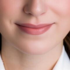 Obraz premium Close-up view of a woman smiling with natural lip color.