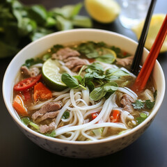 Vietnamese Pho, top view