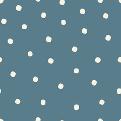 Simple and minimalist polka dot pattern with irregular, hand-drawn dots on a muted teal background.