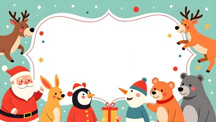 Naklejka premium Warm wishes of Christmas animals