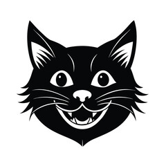 Obraz premium black and white cat head vector
