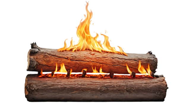 Burning log with flames png 