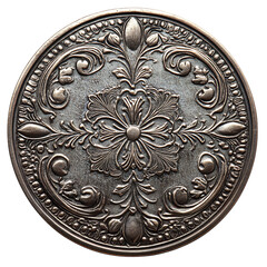 A Vintage Coin with Intricate Designs Isolated on Transparent Background