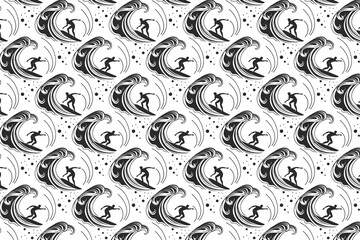 Surf Seamless Pattern Vector Illustration Background