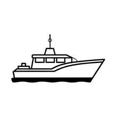 Fototapeta premium Monochrome Patrol Boat Line Art Vector for Logos