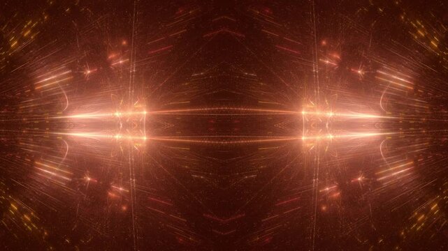 leuchtende Lichtpunkte bewegen sich langsam Richtung Zentrum, digitaler Datentransfer, Algorithmus, Internet, Energie, Datenfluss, Geschwindigkeit, Wandel, Austausch, braun, orange
