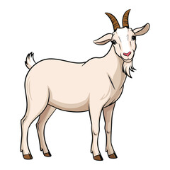 Cute cartoon goat icon with a friendly expression. Simple and playful vector illustration, perfect for farm logos, kids designs, or animal themed projects.