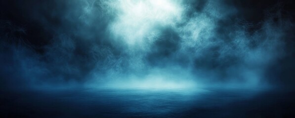 Dark Blue Foggy Landscape, Digital Art, Background Background, Texture