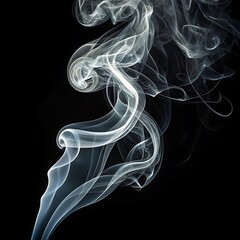 White smoke abstract swirling against a black background moving slowly in a dolly shot