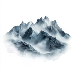 Misty Mountain Range Digital Art, Landscape, Nature