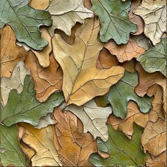 Fototapeta premium Textured leaf mosaic in earthy tones.
