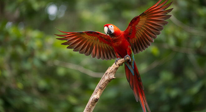 Macaw in Flight on a Tree