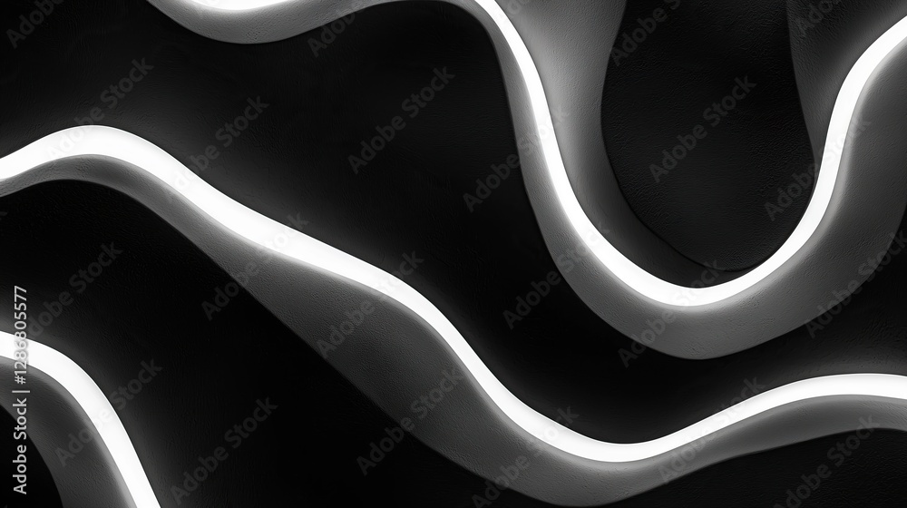 Poster Abstract wavy patterns of light and shadow modern and minimalistic design aesthetic