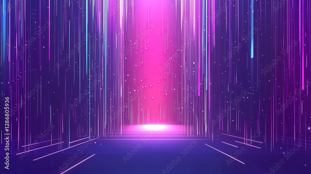 Aufkleber abstract space illuminated with lines of light visual sense of depth and futuristic design