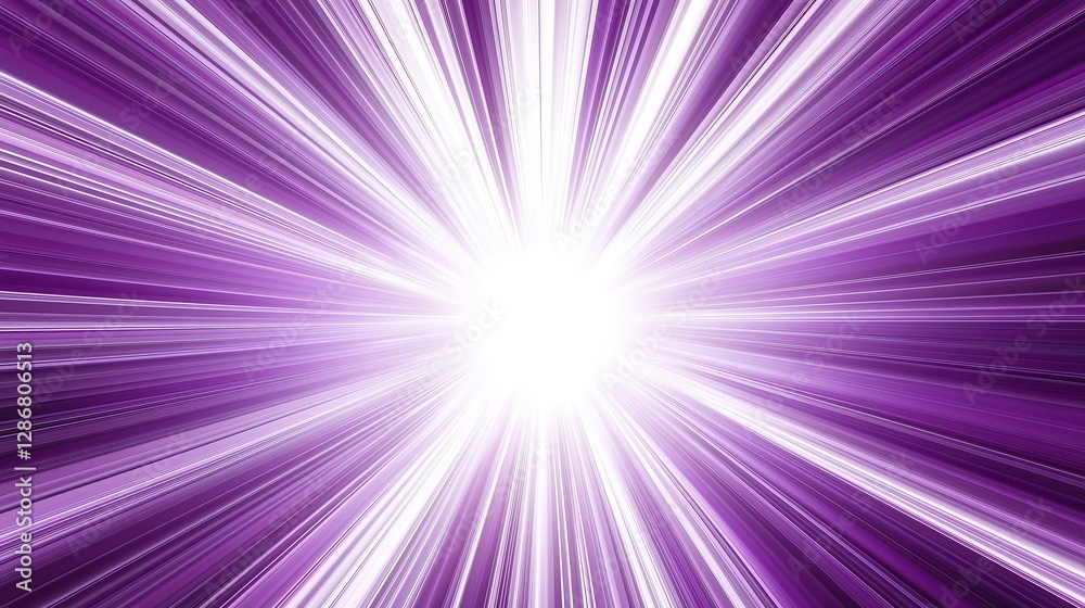 Poster Purple light burst emanating from central point dynamic and energetic visual effect