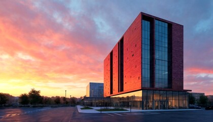 Fototapeta premium Sunset Reflections on Modern Buildings.