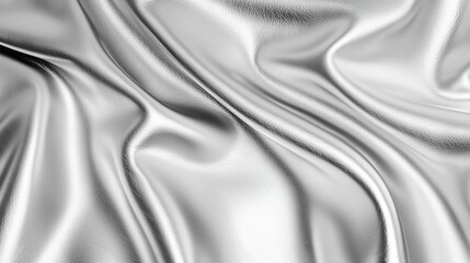 Close up of luxurious silver fabric with soft flowing curves modern abstract background