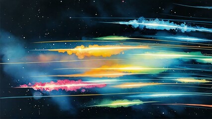 A cosmic-inspired wallpaper with glowing light trails weaving through the darkness, creating a mesmerizing and futuristic effect.