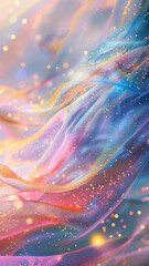 Multicolored neon wave fabric, holographic texture, Background 
