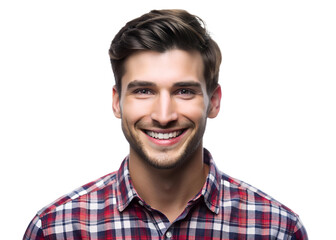Portrait of a handsome young man smiling isolated on trasparent background