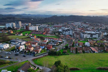 Pola de Siero village, aerial view, Siero council, Asturias, Spain