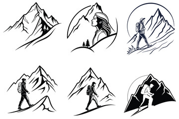Fototapeta premium minimalist mountain figure logo silhouette
