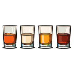 Isolated Shots of Assorted Liquors