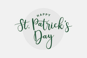 Obraz premium Happy St. Patrick's Day Holiday Green Glitter Script Text Isolated Over White Background 