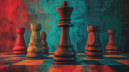 A suit-wearing individual methodically places black chess pieces on a table, symbolizing his capacity for strategic planning and leadership