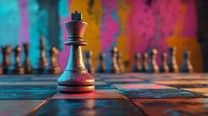 Section for text positioned alongside a digital artwork depicting a chess rook