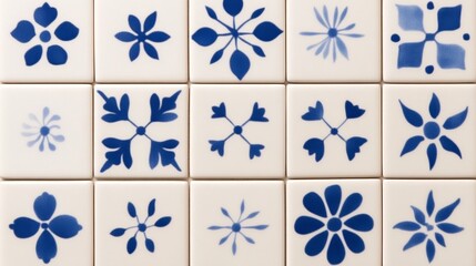 Elegant Isolated azulejo tiles on a neutral gradient background combining traditional blue patterns with space for modern design applications 